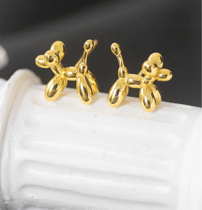 Tiny Balloon Dog Stud Earrings