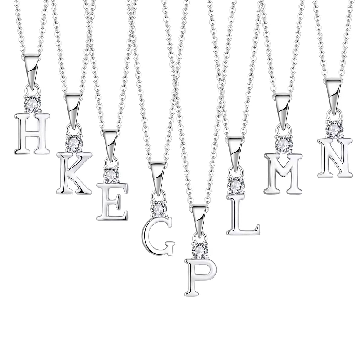 Initial Letter Necklace Sterling Silver