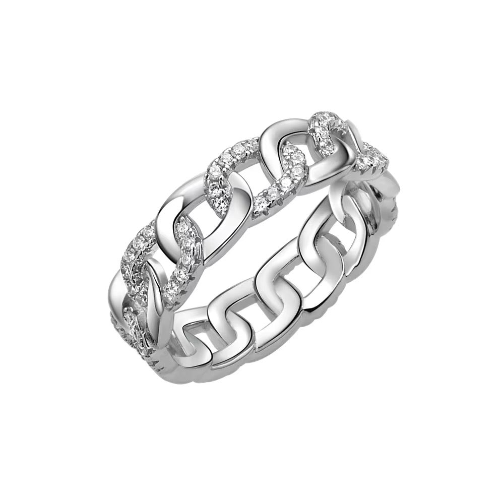 Hollow Chain Ring Sterling Silver