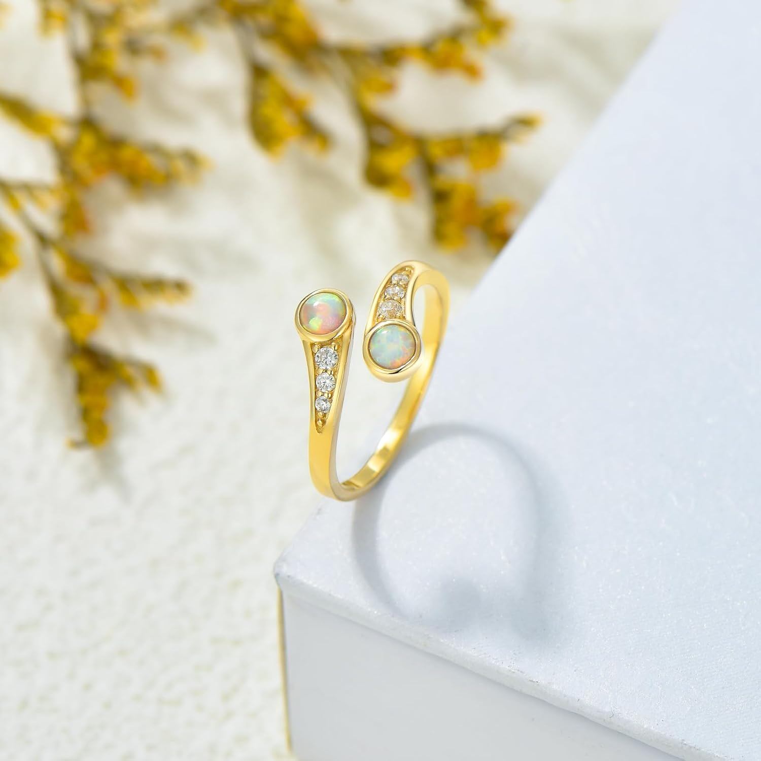 14K Gold & White Opal Toe Ring