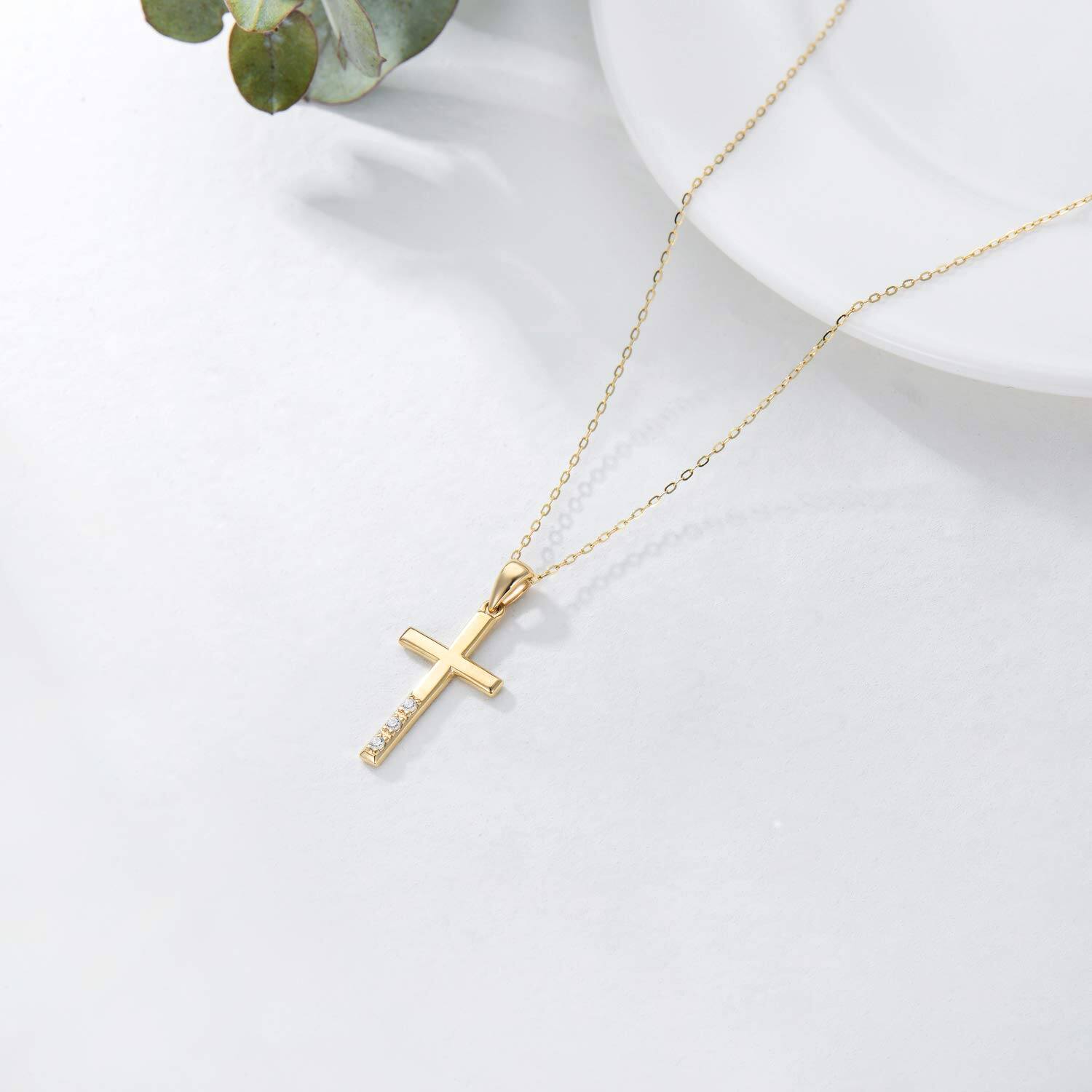 Gold Diamond Cross Pendant Necklace