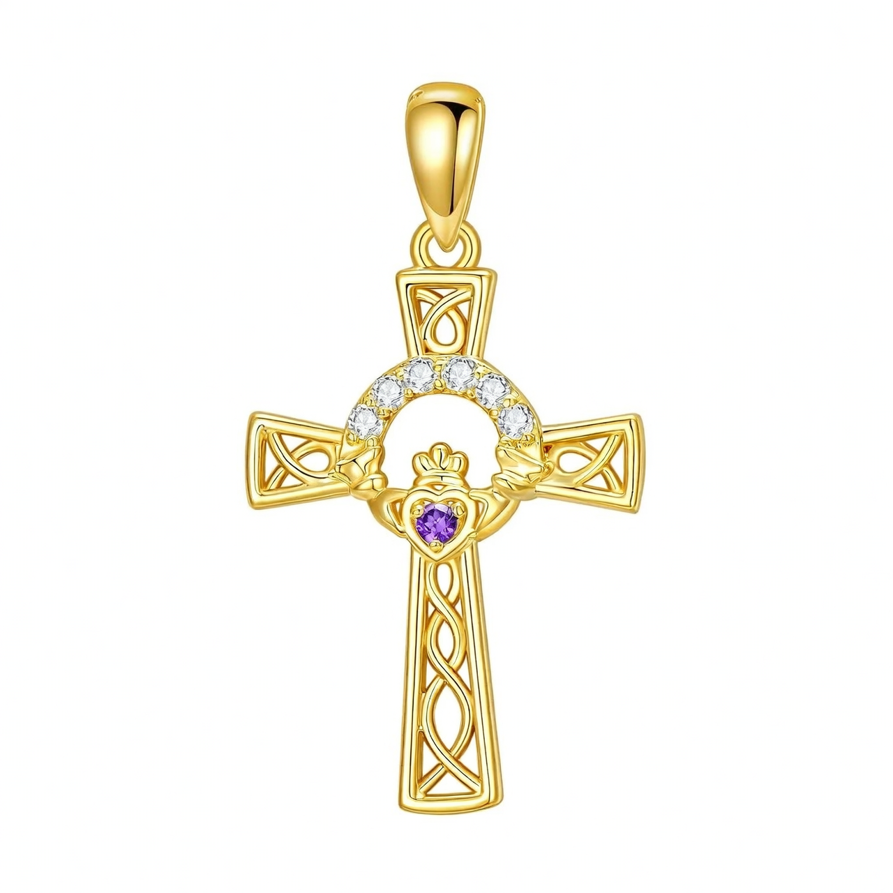 Gold Claddagh Celtic Knot Cross