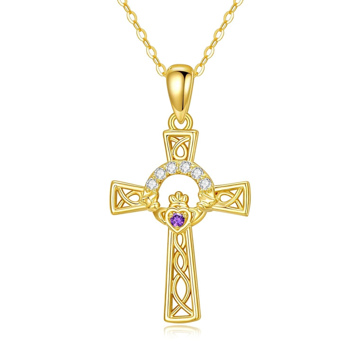 Gold Claddagh Celtic Knot Cross