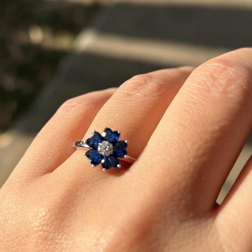 Blue Heart CZ Ring