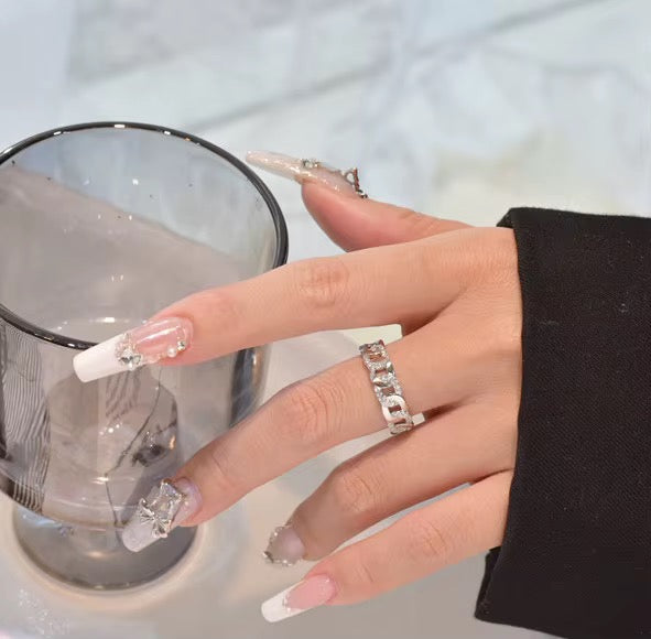 Hollow Chain Ring Sterling Silver