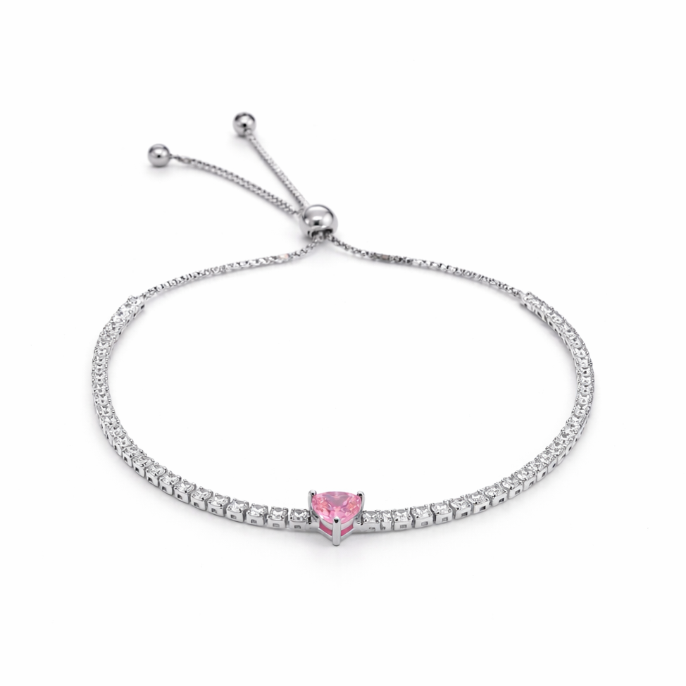 Pink Heart Tennis Bracelet