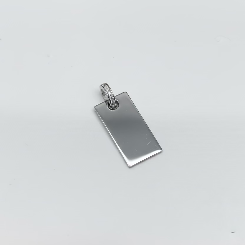 Engravable Rectangle Tag Pendant Necklace