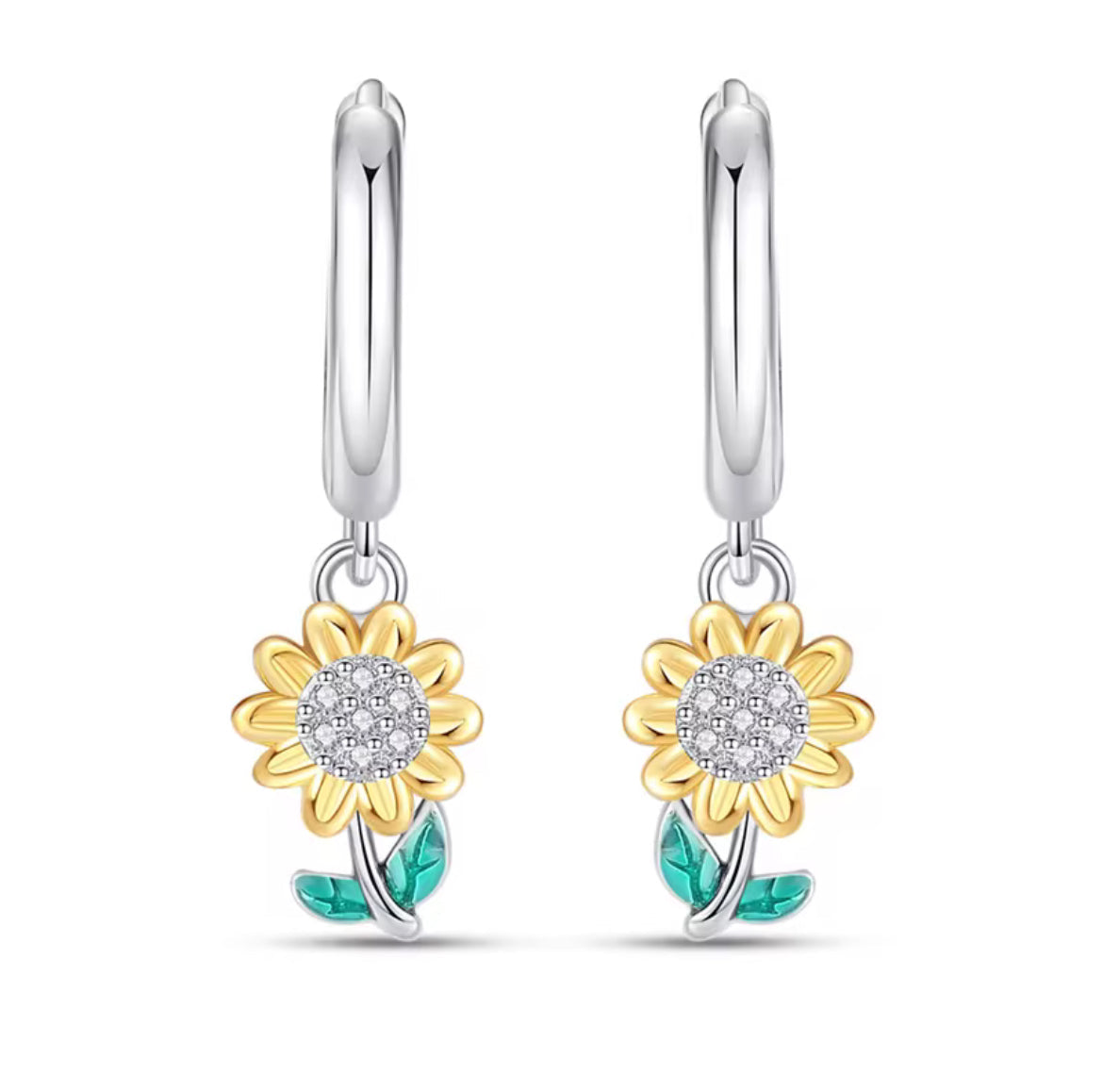 Flower Hoop Dangle Earrings