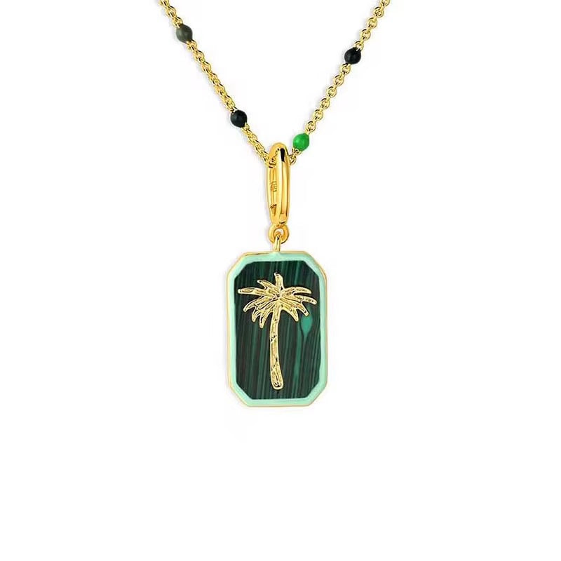 Malachite Palm Pendant Necklace