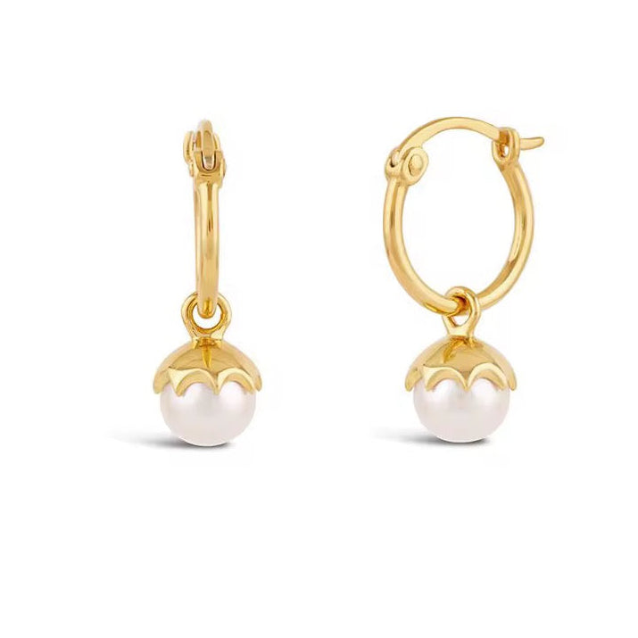Bell Flower Pearl Earrings Sterling Silver