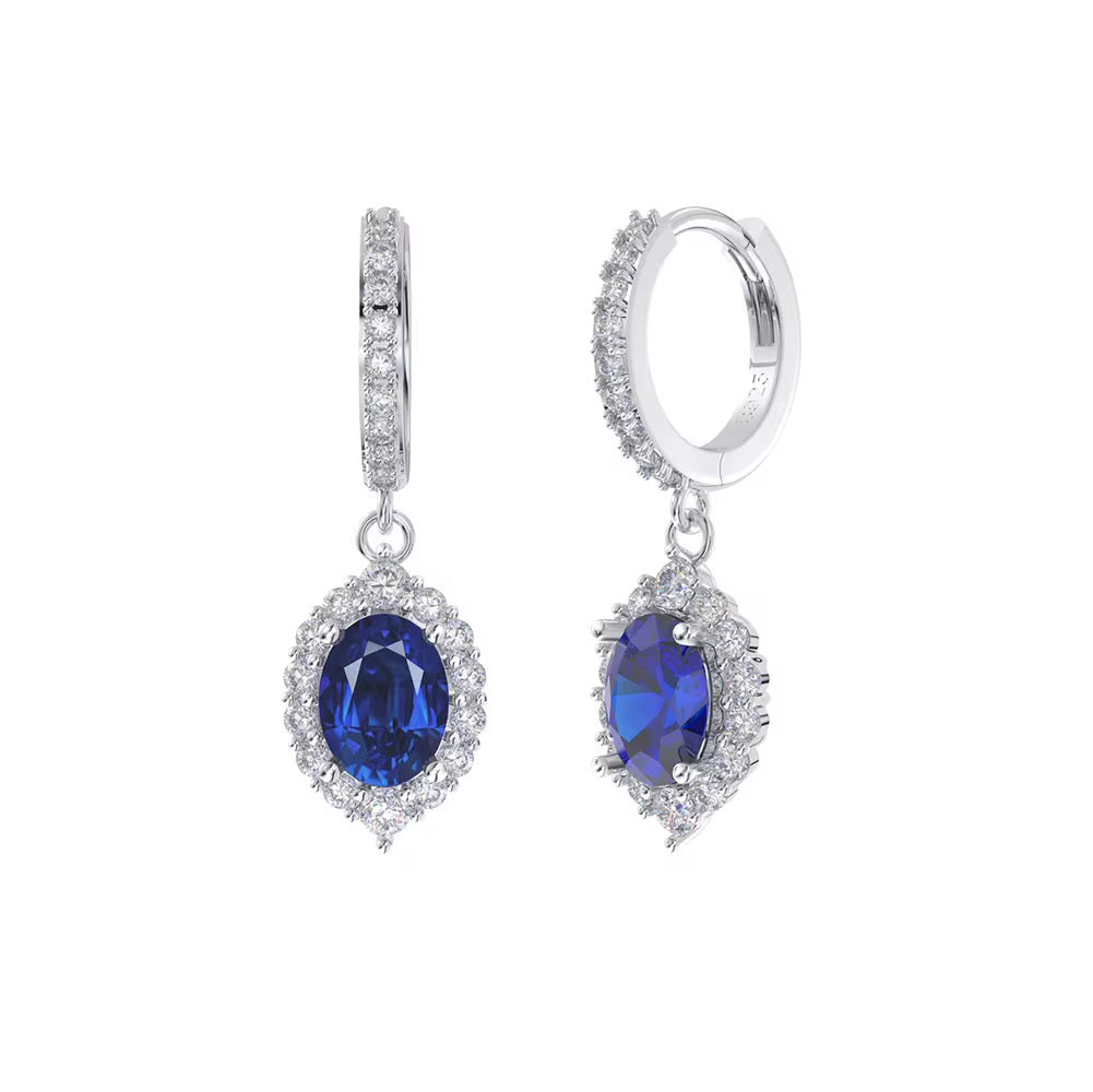 Sapphire Dangle Earrings in 925 Sterling Silver