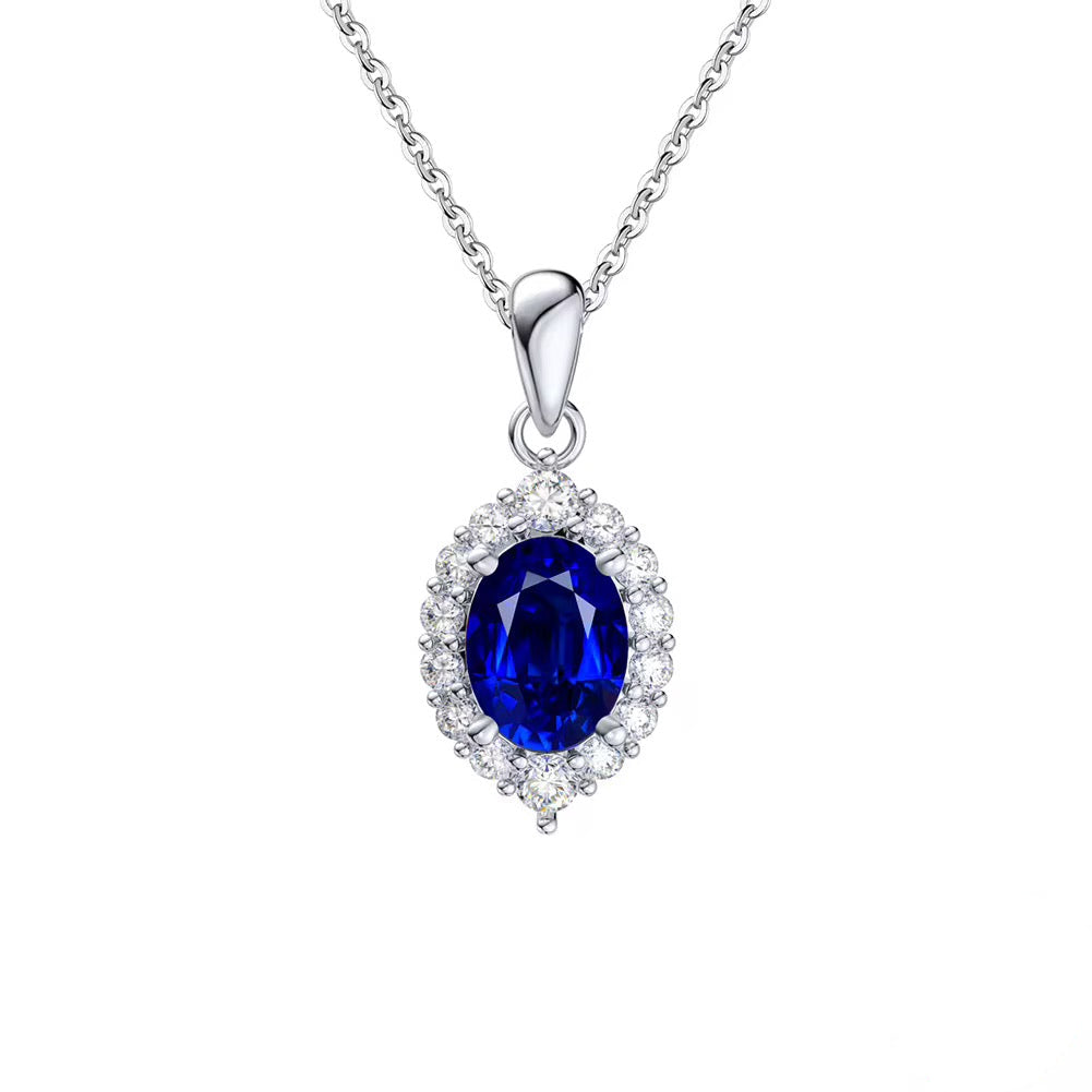Sapphire Necklace 925 Sterling Silver