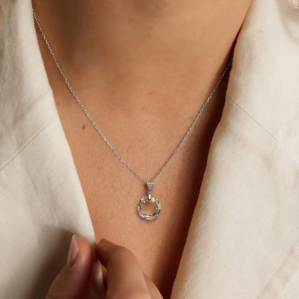 Circle Swarovski Necklace in 925 Sterling Silver