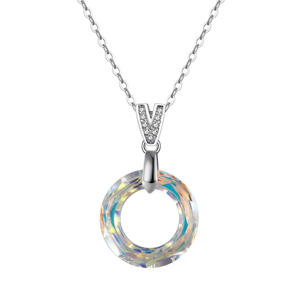 Circle Swarovski Necklace in 925 Sterling Silver