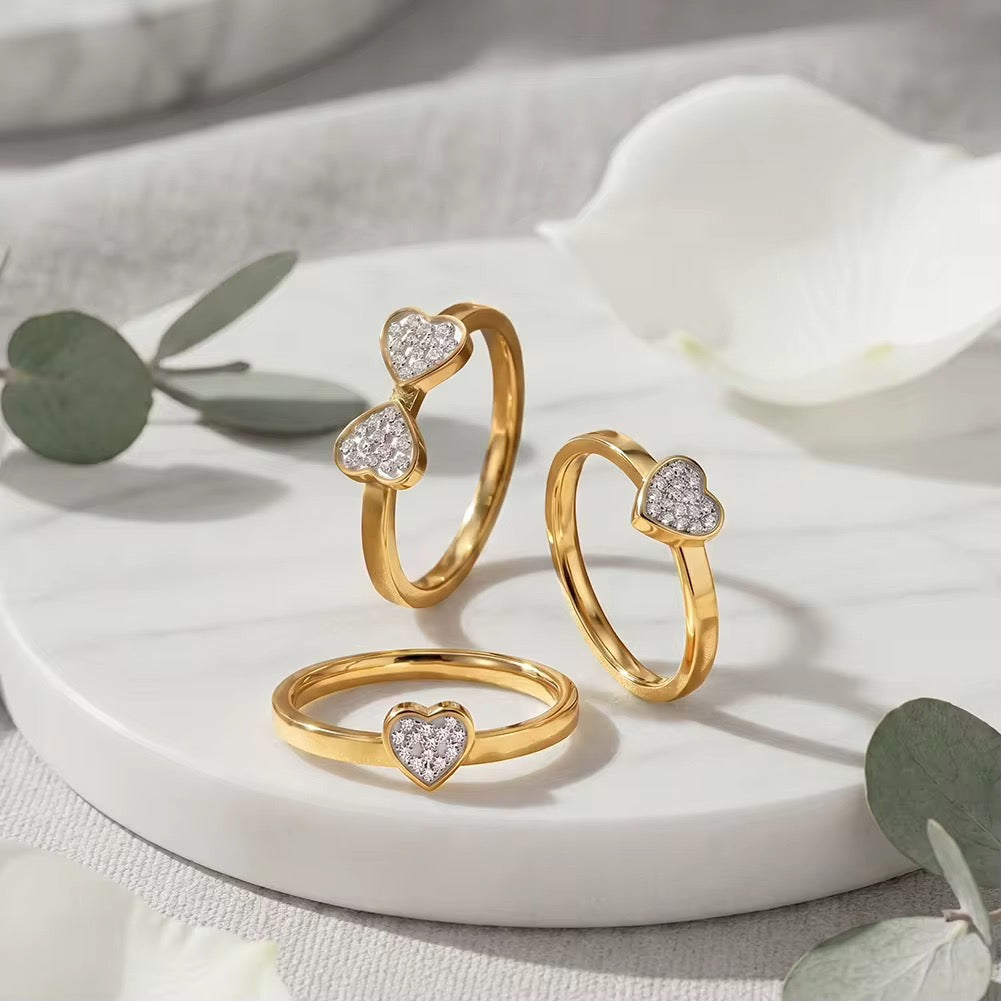 Four Leaf Clover Stainless Steel CZ Ring