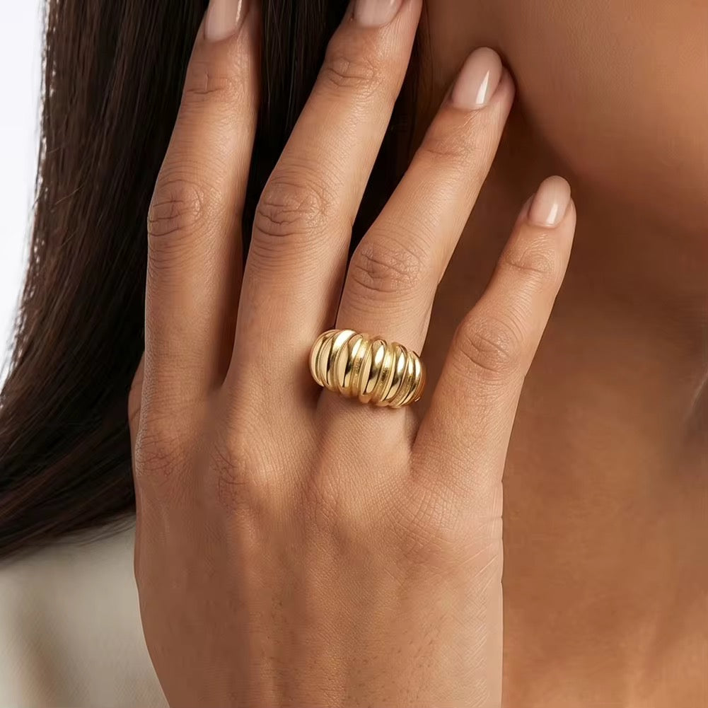 Chunky Croissant Ring Stainless Steel