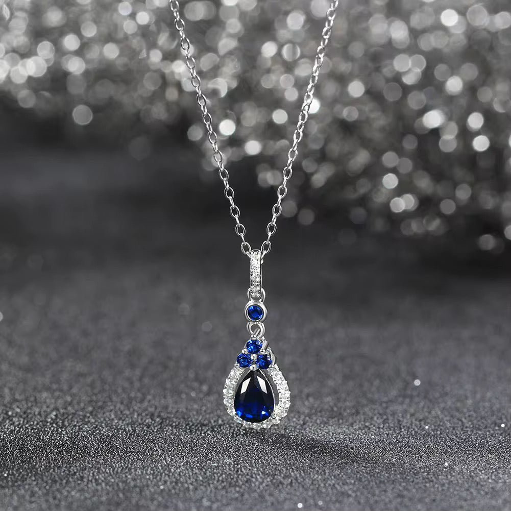 Sapphire Necklace in 925 Sterling Silver