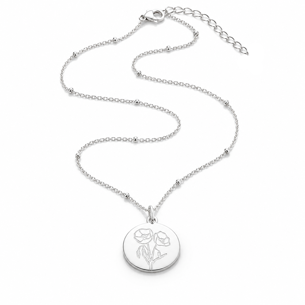 Birth Flower Necklace 925 Sterling Silver