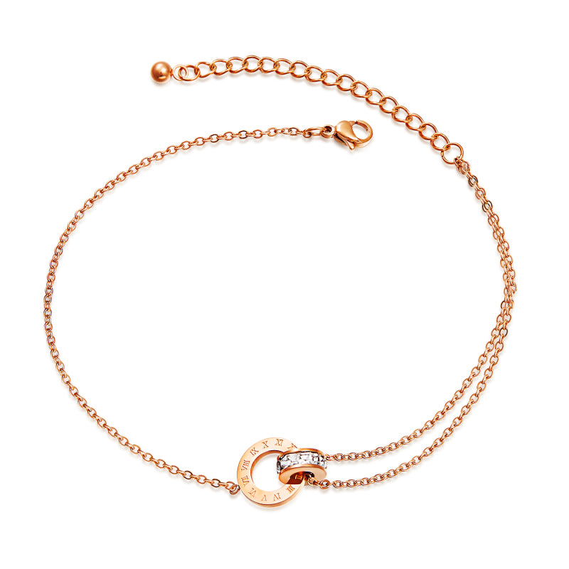 Roman Numerals Anklet Stainless Steel