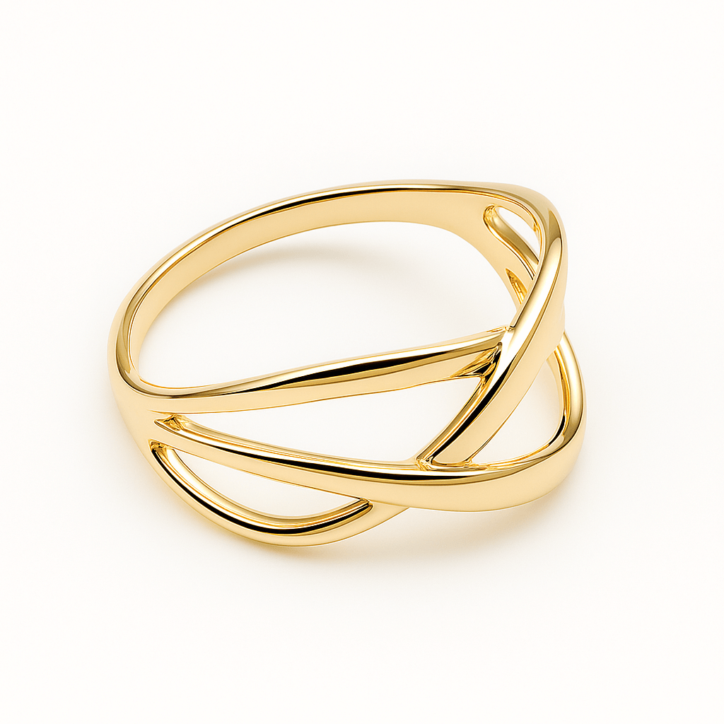 Wrap Cross Ring in 14k Gold-Plated Sterling Silver, featuring a stylish and modern design.