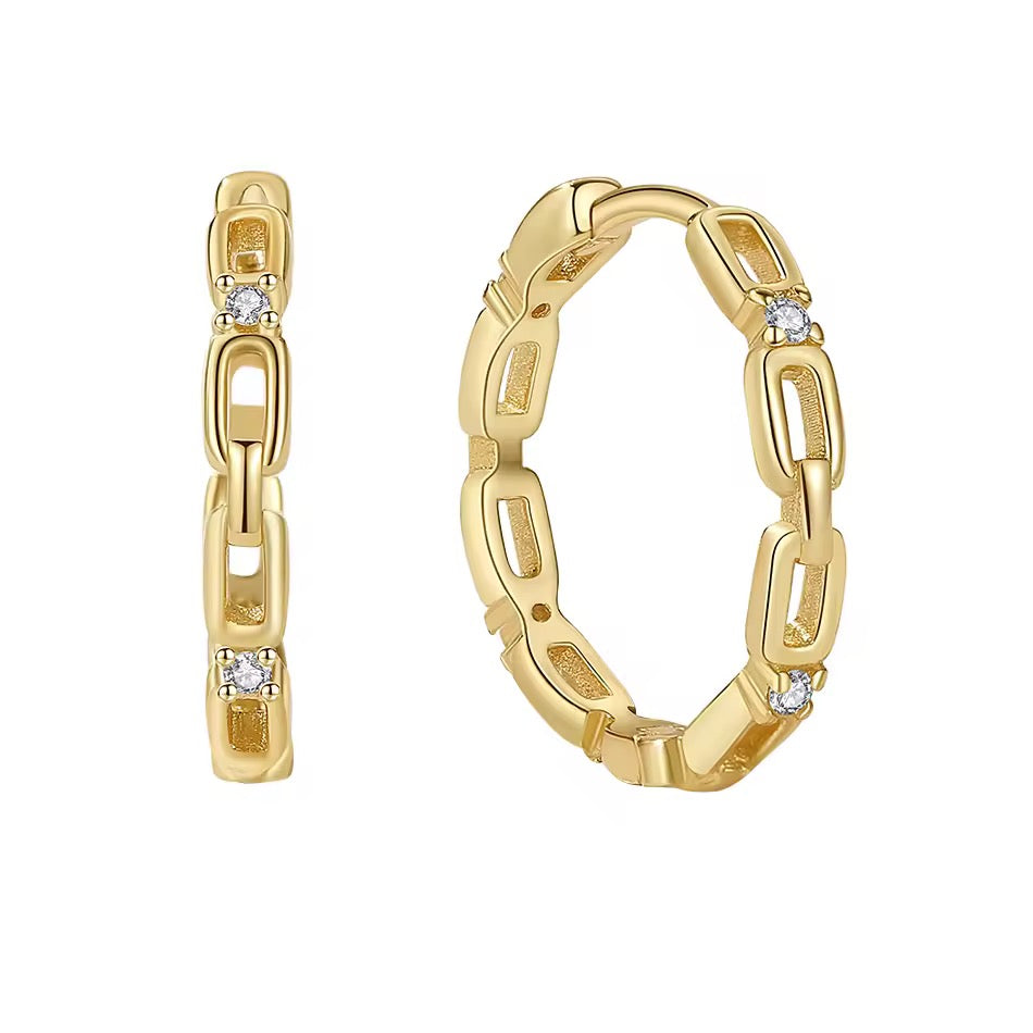 Custom Chain Gold Vermeil Huggie Hoop Earrings