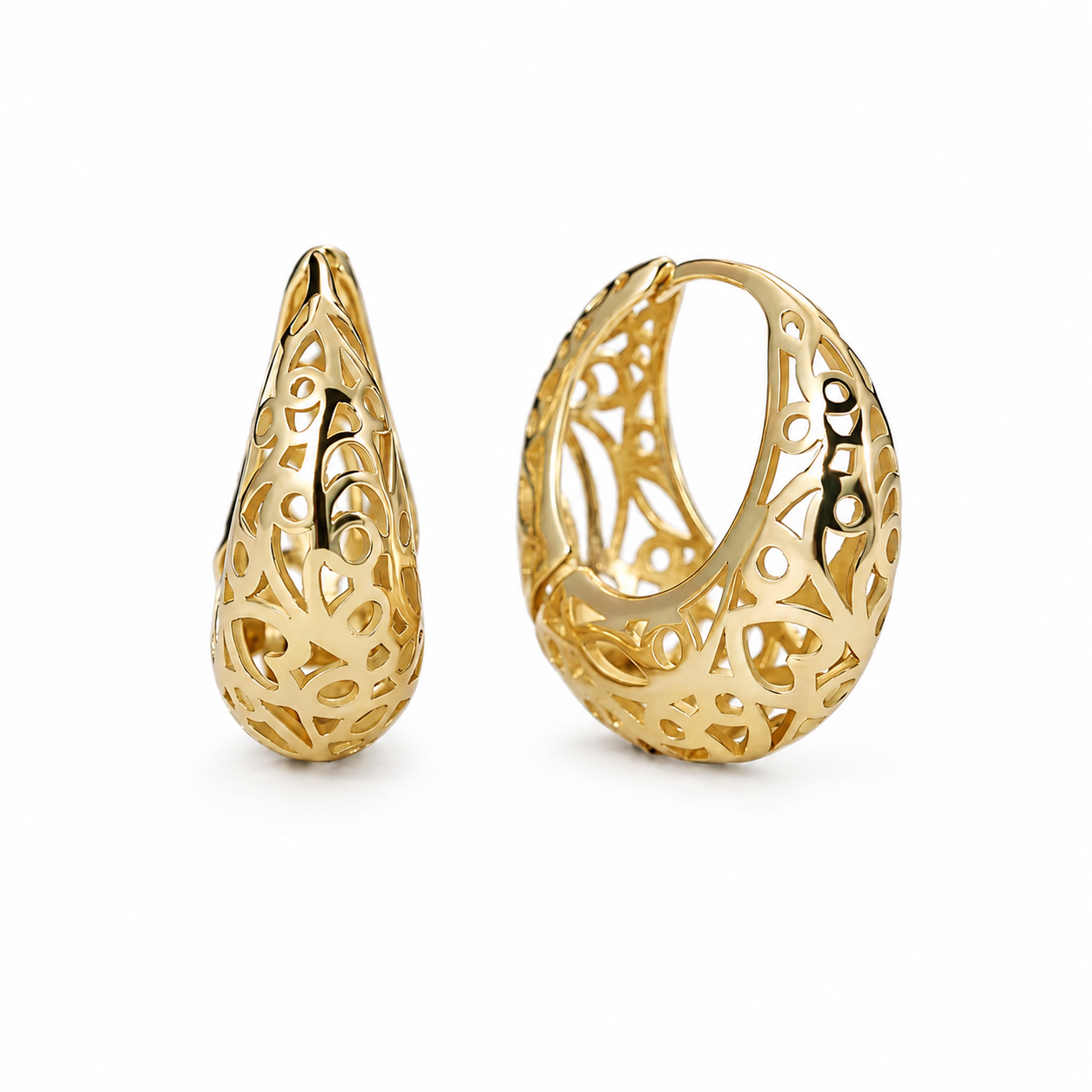 Leaf Chunky Gold Vermeil Hoop Earrings