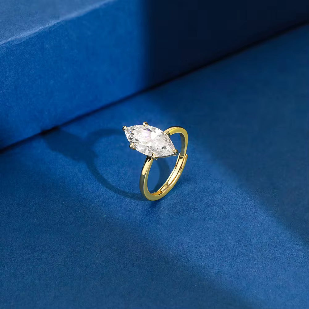 Marquise Solitaire Ring — Premium CZ, Sterling Silver