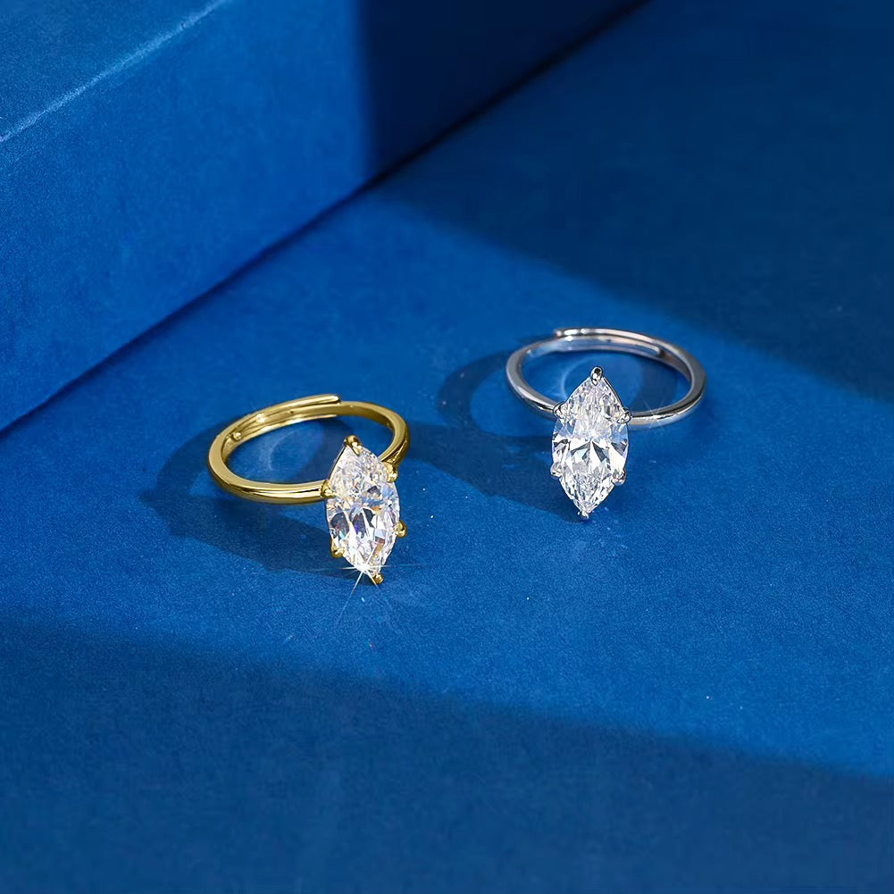 Marquise Solitaire Ring — Premium CZ, Sterling Silver