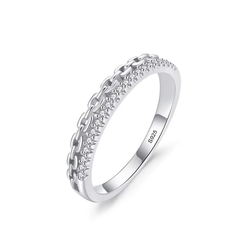 Pavé CZ Stackable Ring Sterling Silver