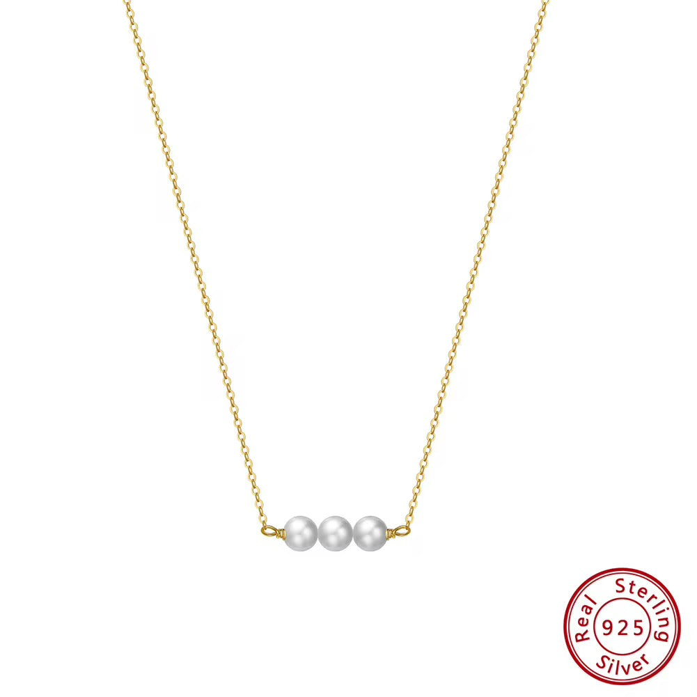 Three Pearl 14k Gold-Plated