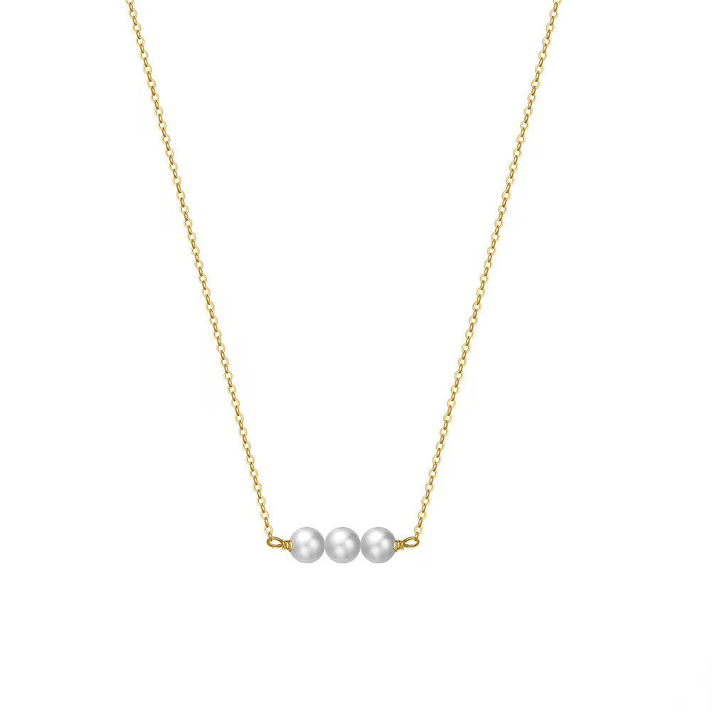 Three Pearl 14k Gold-Plated