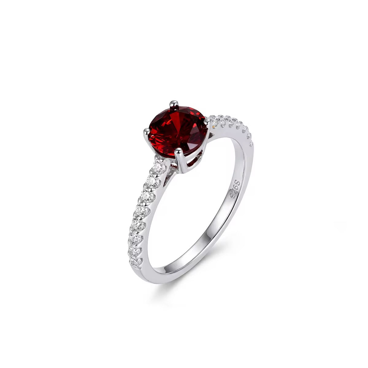 Natural Garnet Ring – Sterling Silver