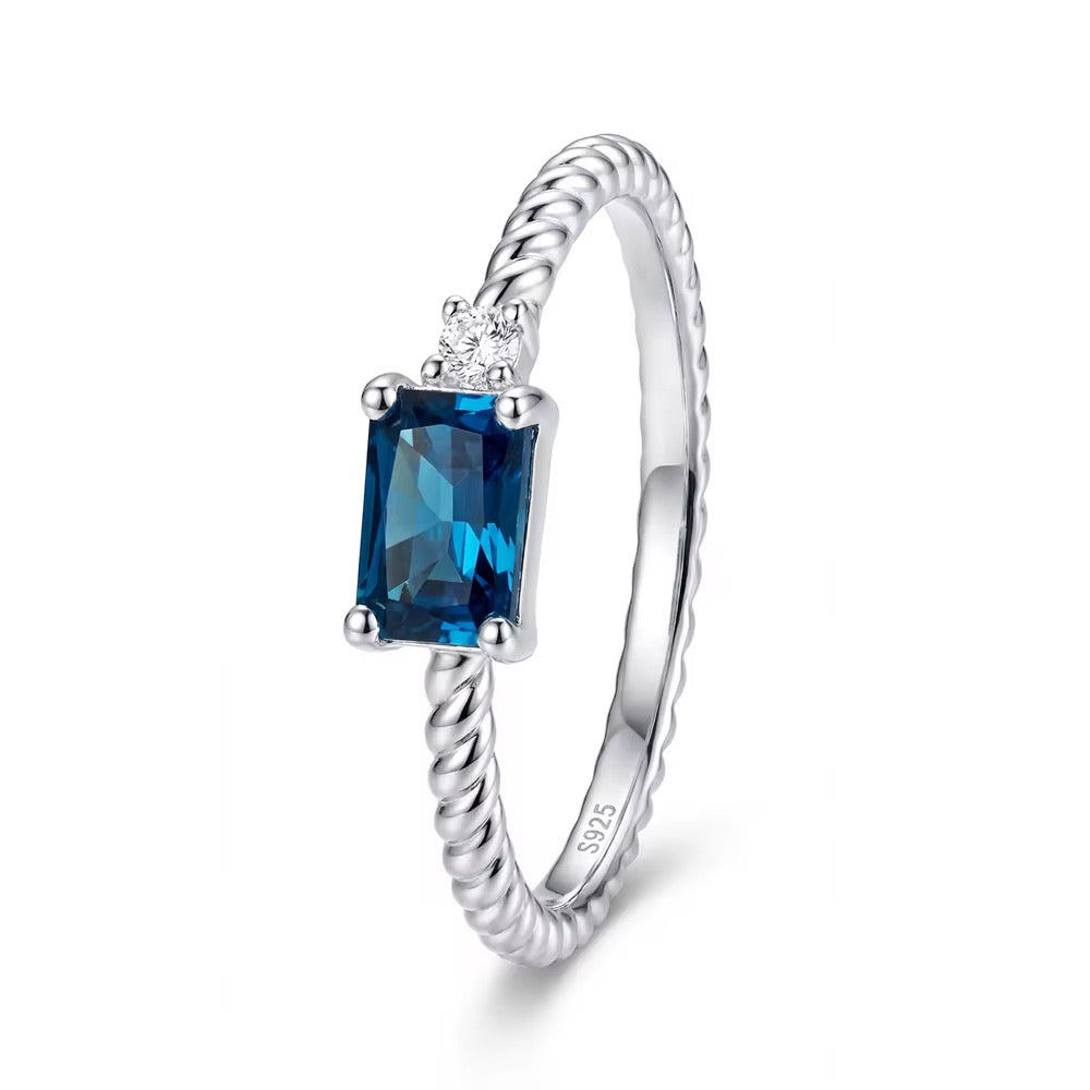 Blue CZ Statement Ring – Sterling Silver