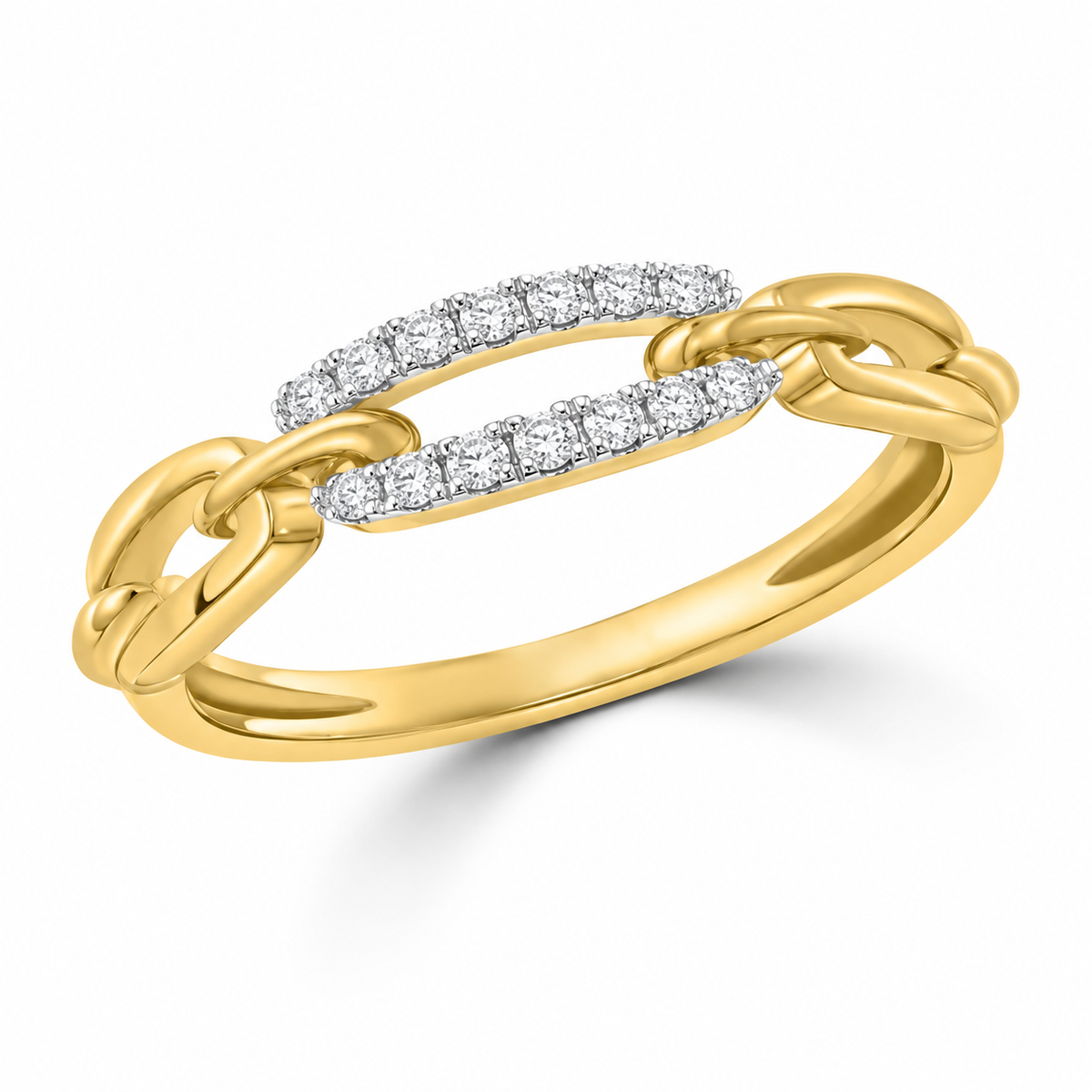 Pavé Chain Link Ring — Gold Plated Sterling Silver