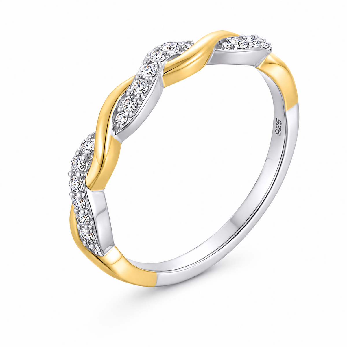 Two-Tone Twist Ring — Sterling Silver