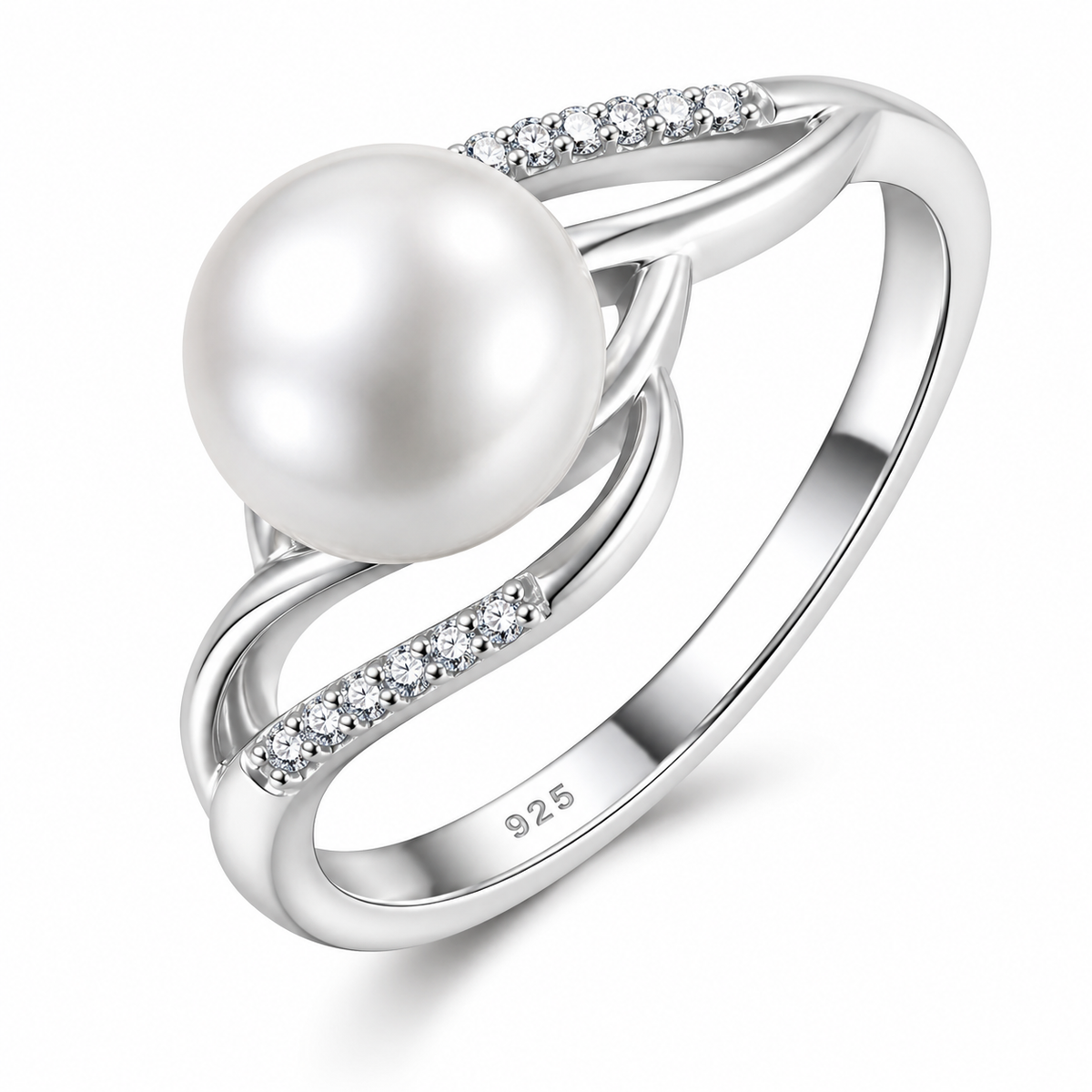 Freshwater Pearl Swirl Ring — Sterling Silver