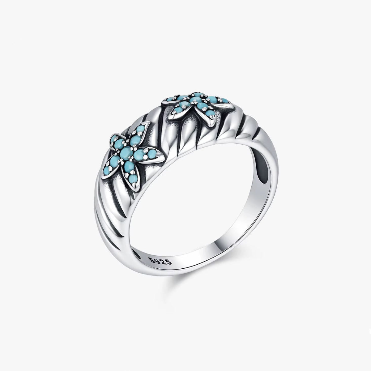 Turquoise Ocean Starfish Ring Sterling Silver