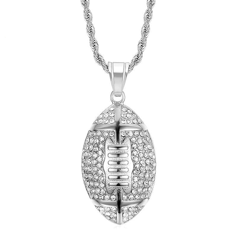 Footy Pendant Twisted Chain Necklace Stainless Steel