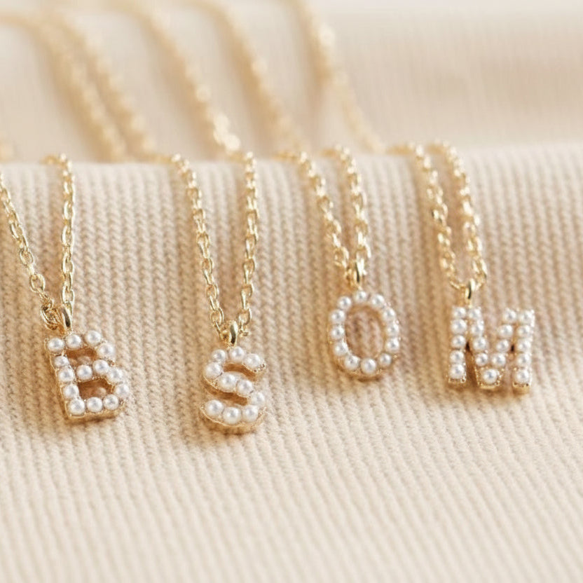 Shell Pearl Initial Necklace