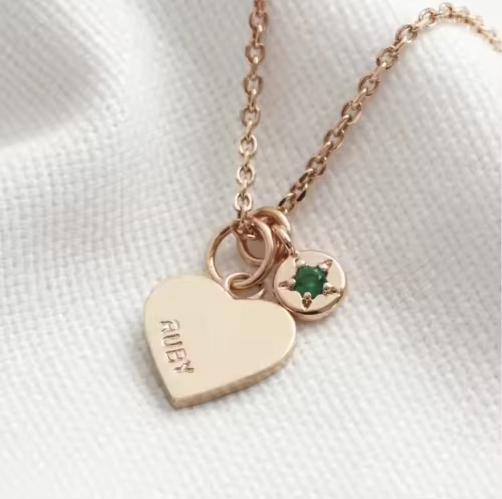 Heart Necklace with Birthstones