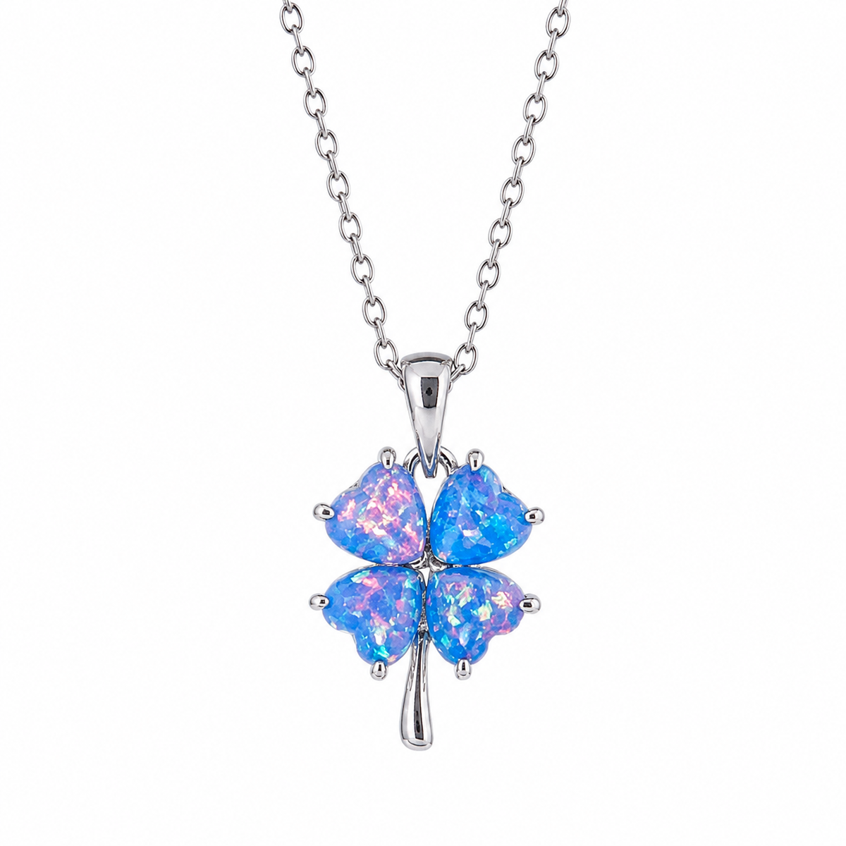 Opal Clover Pendant Necklace — Sterling Silver
