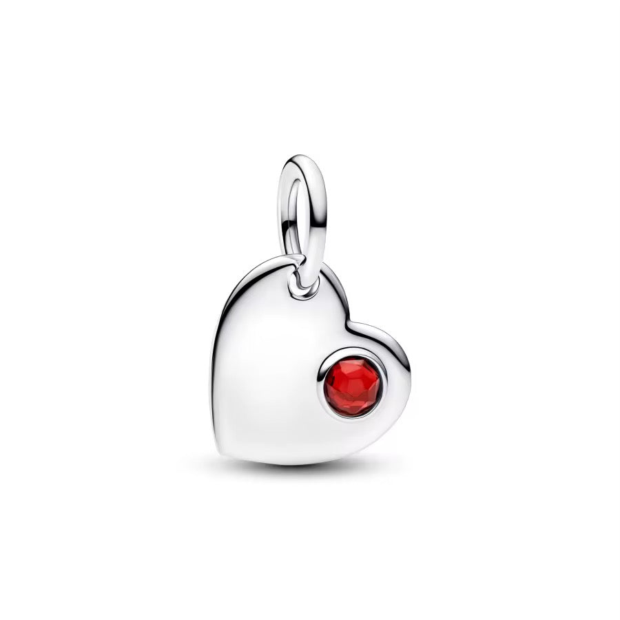 Heart Red Stone Dangle Charm