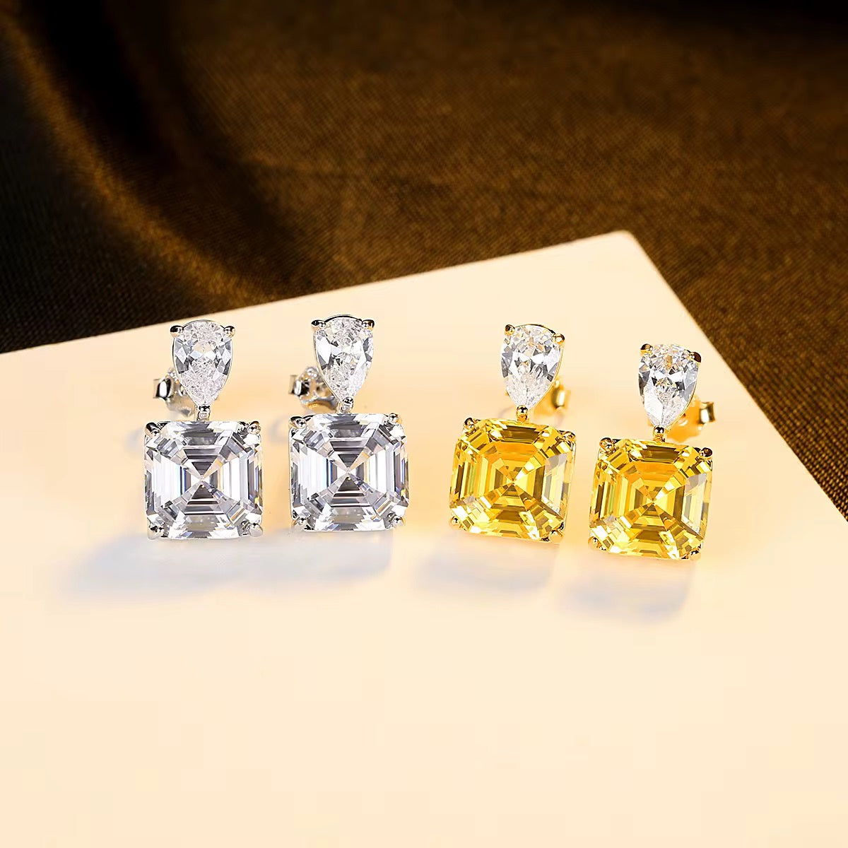 Square CZ Stud Earrings