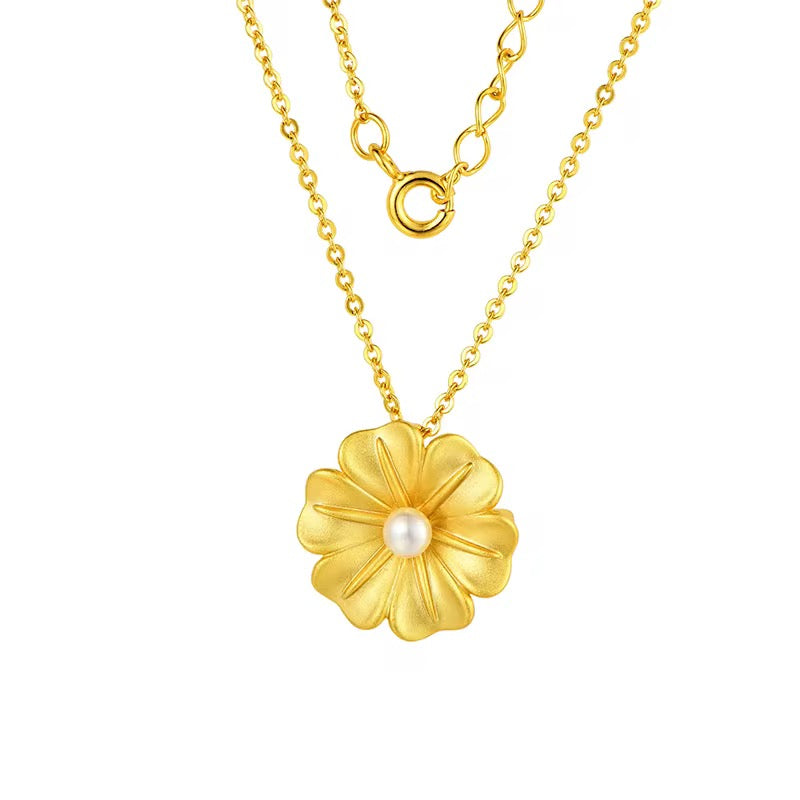 Pearl Golden Flower Necklace