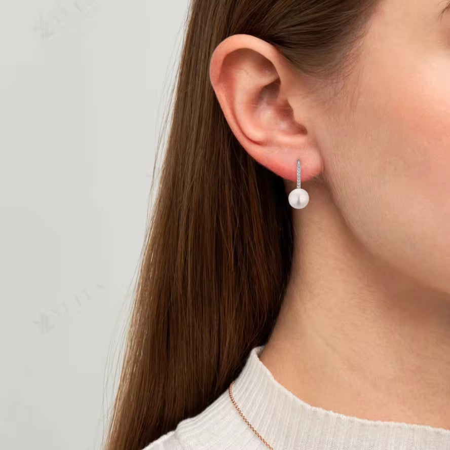 Button Shape Pearl Earrings
