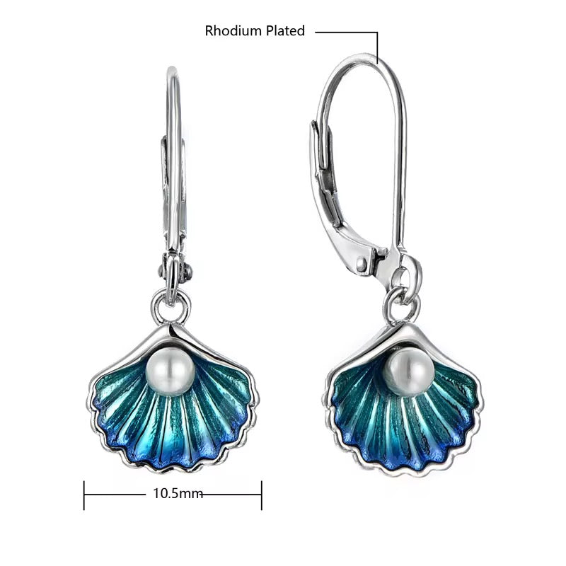 Blue shell Pear Earrings