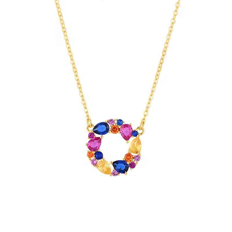 Multi color CZ Stud Necklace