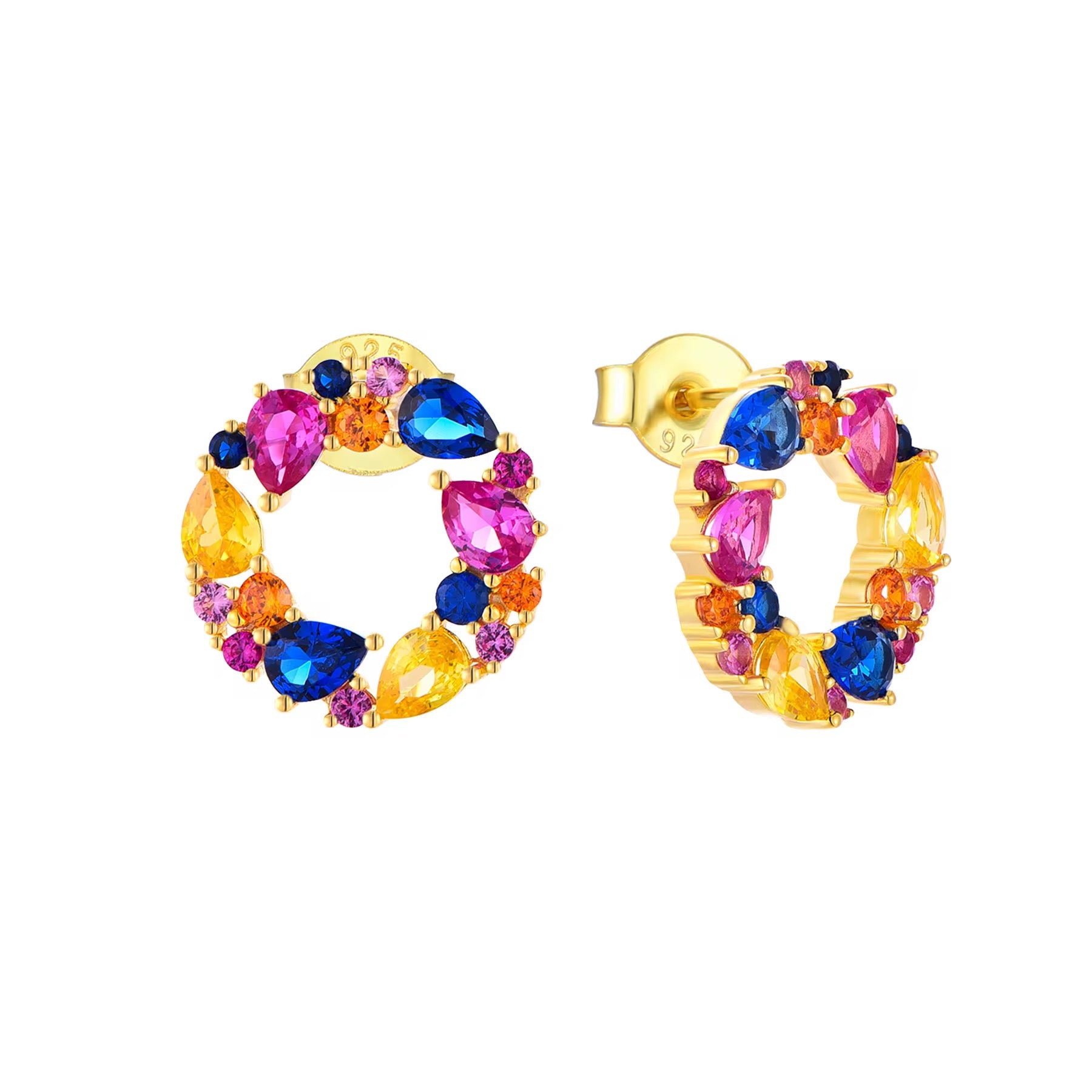 Multi color CZ Stud Earrings