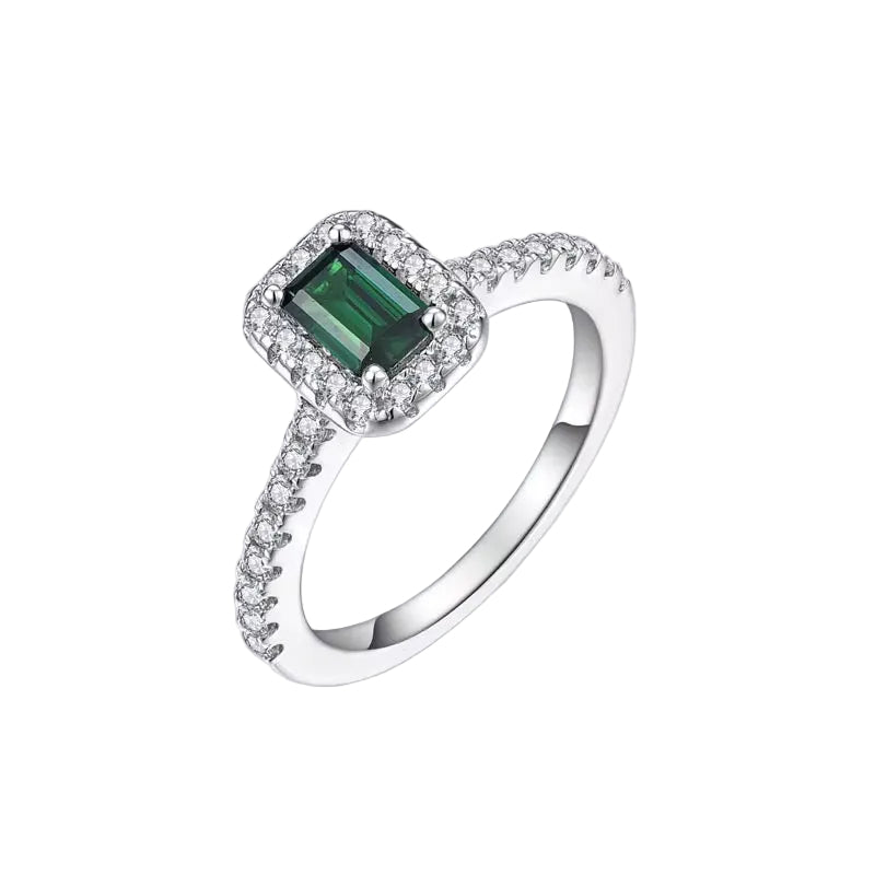 Green Stone Emerald cut Ring