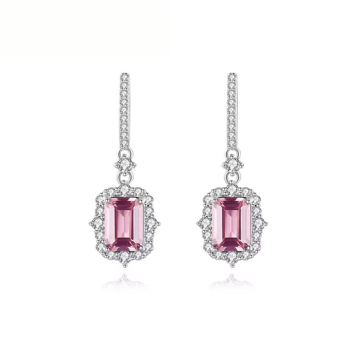 Pink Zircon Stud Earrings